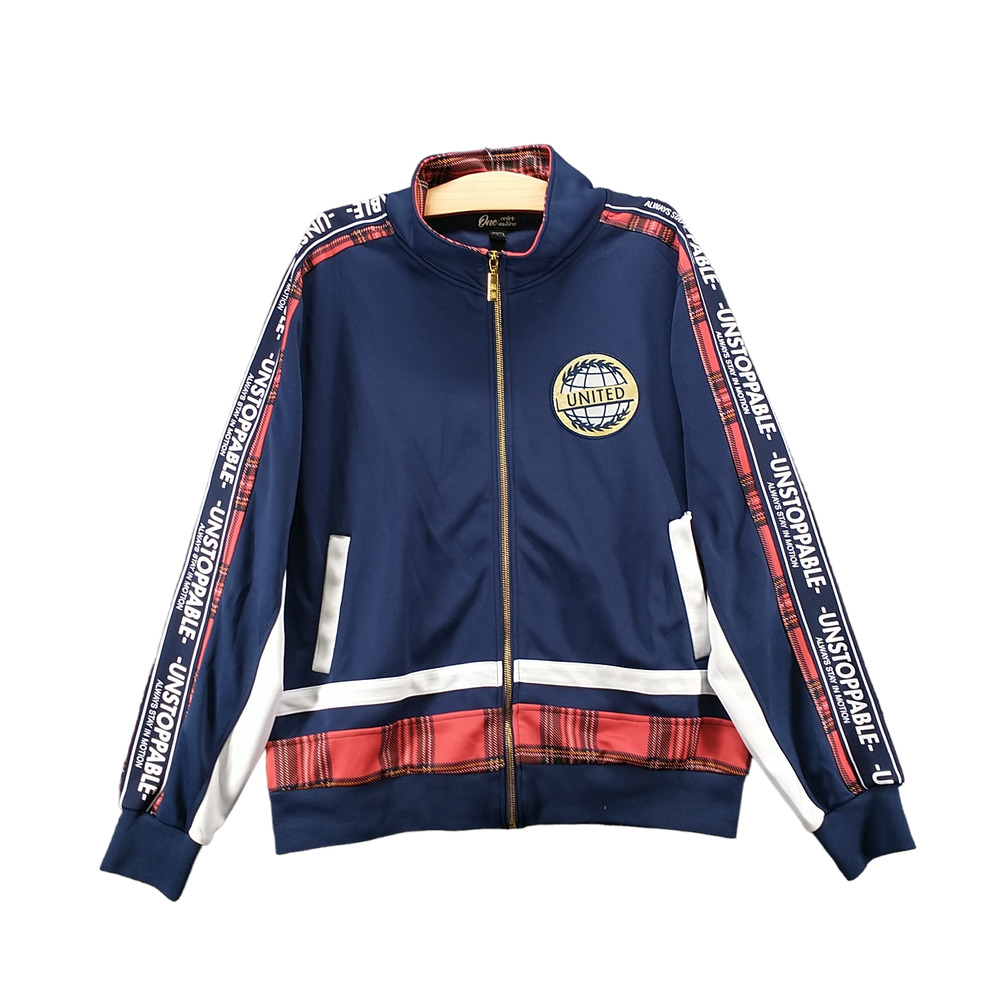 One Color Nation Men's United Full Zip Jacket Multi Large Long Sleeve Mock Neck